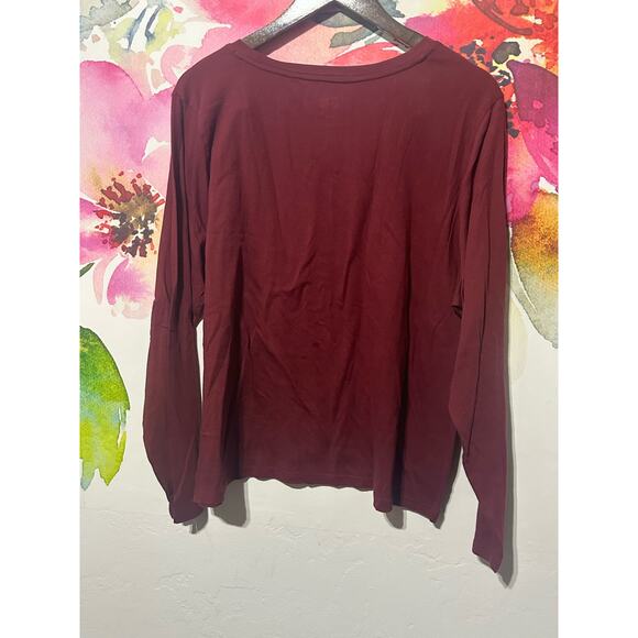 Women’s Sonoma Goods For Life Long Sleeve Crew Neck Size 2X Color Burgundy - Picture 3 of 3